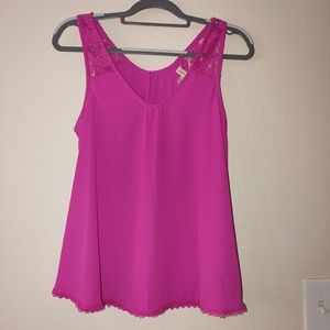 Belle du jour hot Pink Flowy Tank top Size Large